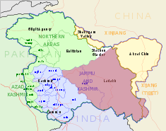 Map indicating the location of Ladakh