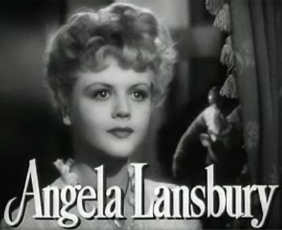 A young white women facing forward, with the name "Angela Lansbury" superimposed in front of her