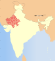Thumbnail map of India with Rajasthan highlighted