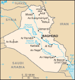 The location of Baghdad within Iraq.