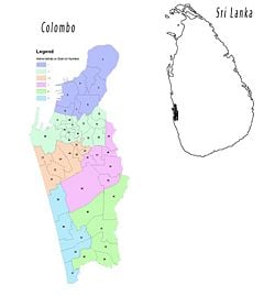 Map of Colombo showing its administrative districts.