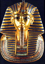 Mask of Tutankhamun's mummy, the popular icon for ancient Egypt at The Egyptian Museum in Cairo.
